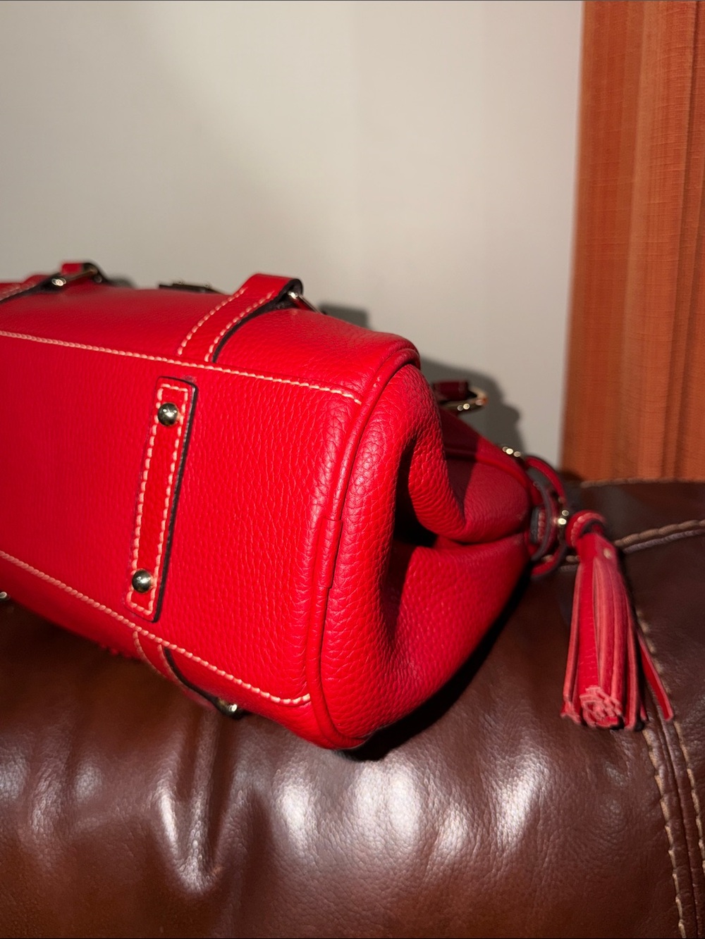 ‼️Dooney & Bourke Red Leather Satchel Crossbody Bag - Picture 10 of 16